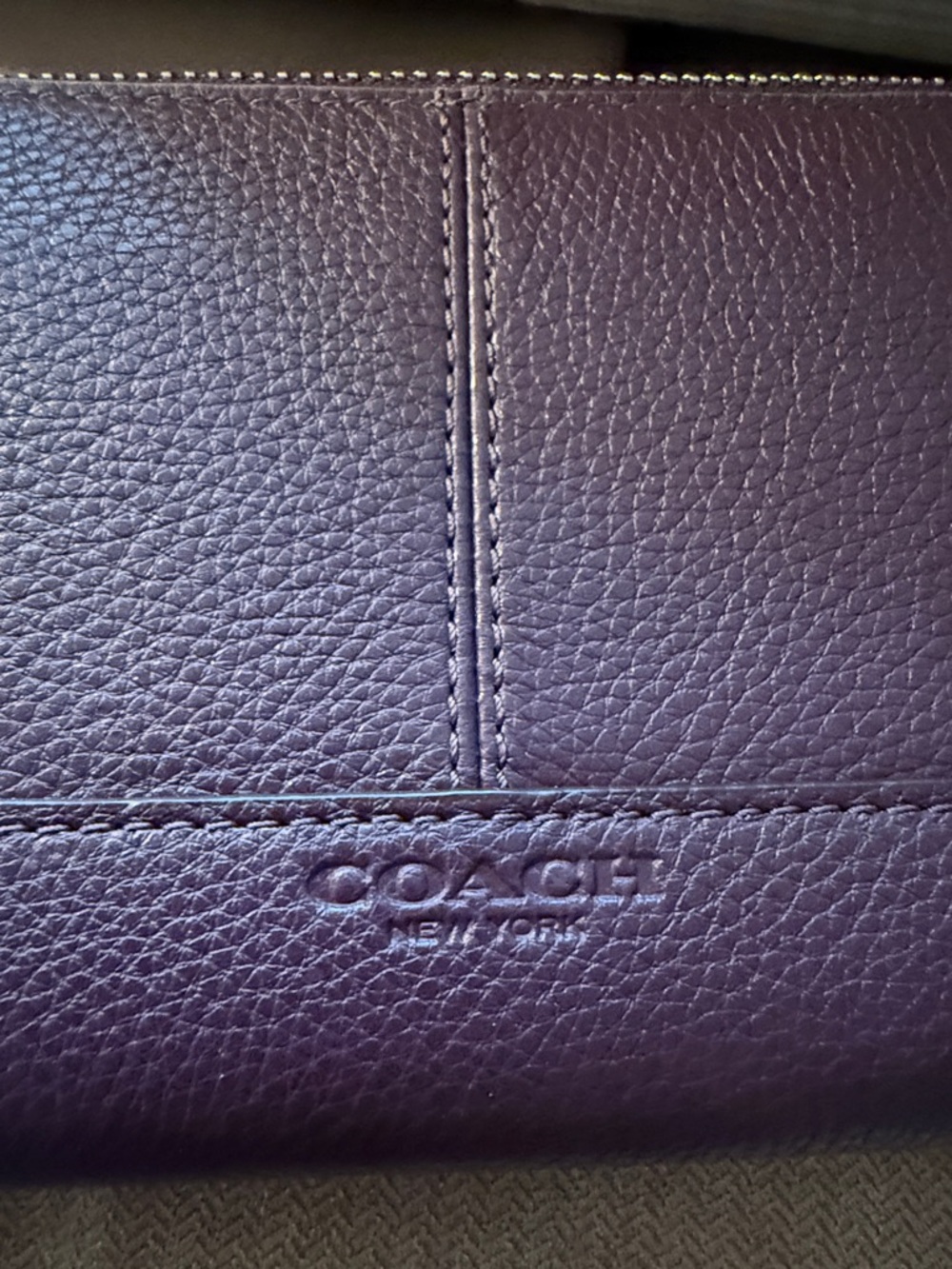 Coach Zip-Around Leather Wallet in Deep Plum - Picture 3 of 3